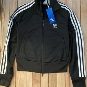 Adidas Black Track Jacket with White Stripes